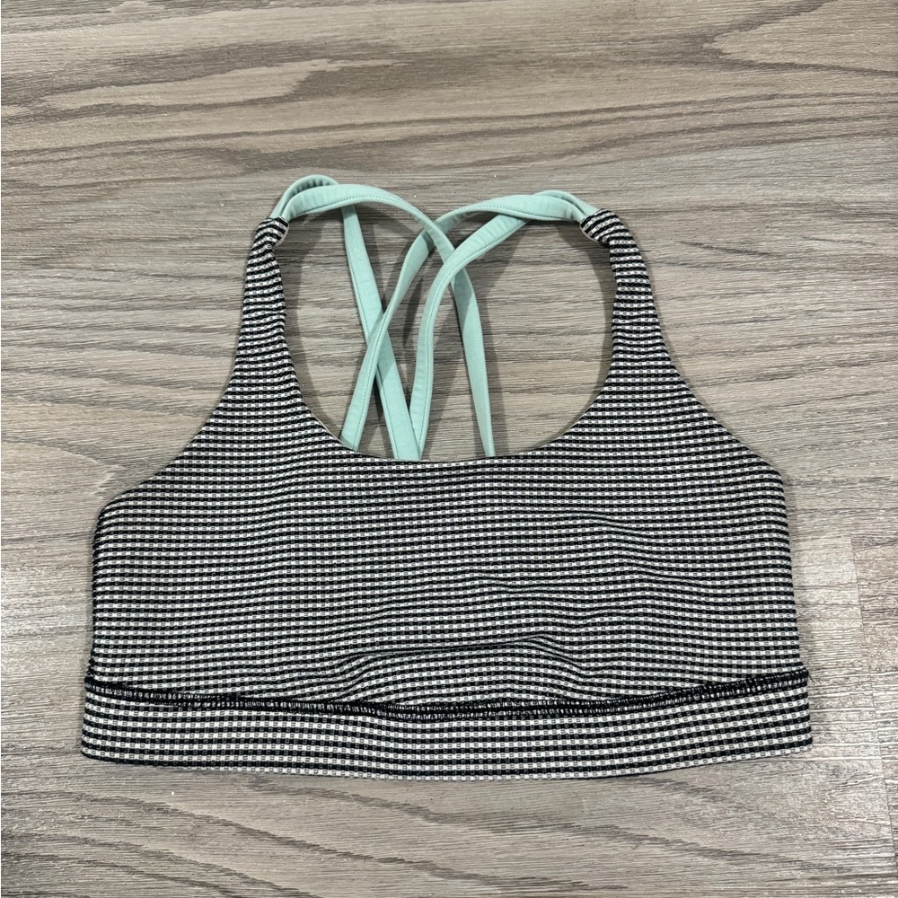 Lululemon Gingham Luon White Black Tranquil Blue Energy Woman’s Size 6